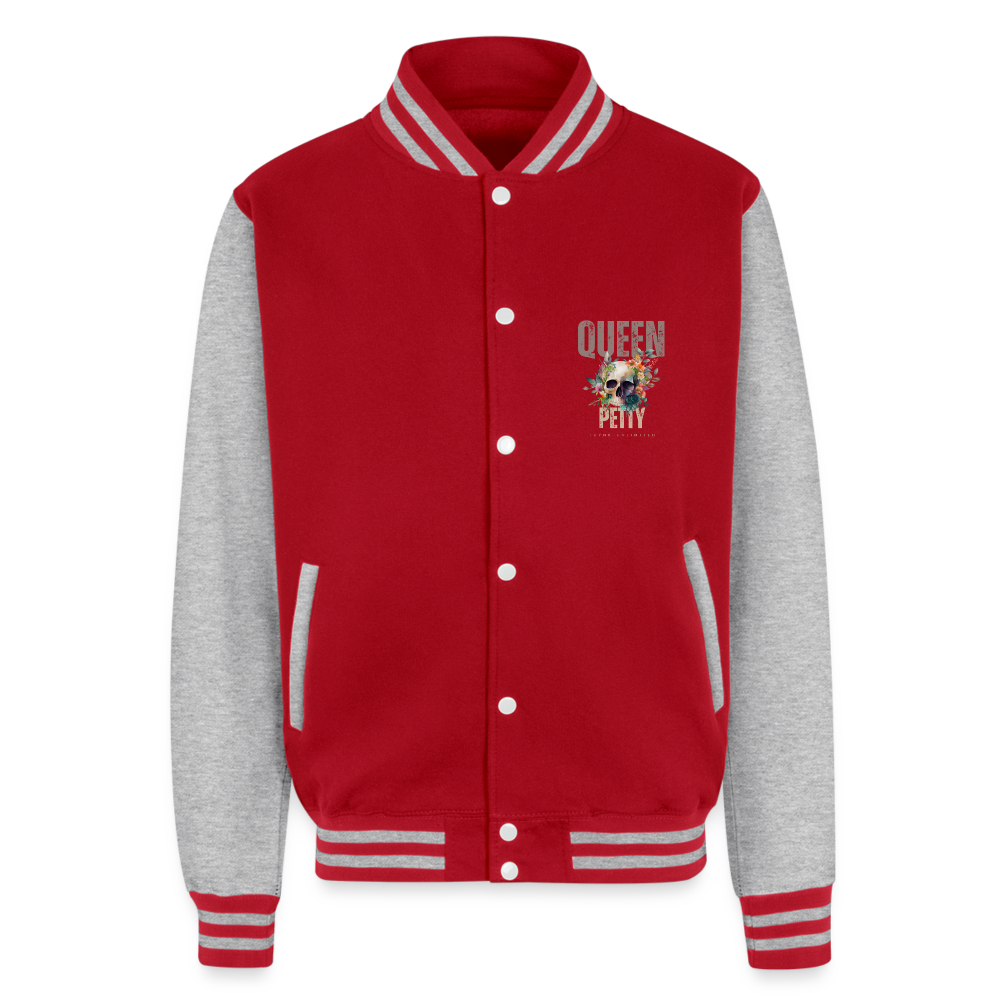 Just Hoods Heavyweight Letterman Jacket - red/heather grey