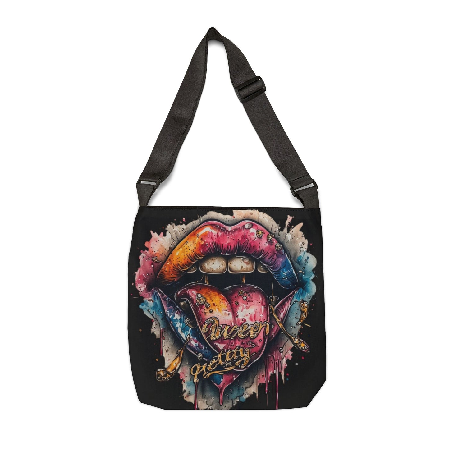 Colorful Graphic Tote Bag, Boho Tote, Adjustable Shoulder Bag, Artistic Tote, Festival Bag, Gift for Her, Everyday Use
