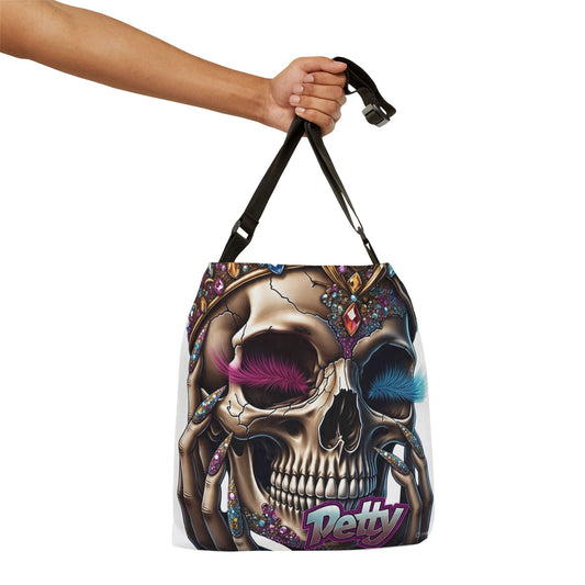 Glamorous Skull Adjustable Tote Bag, Unique Handbag for Fashion Lovers, Festival Essentials, Party Accessory, Petty Design Bag