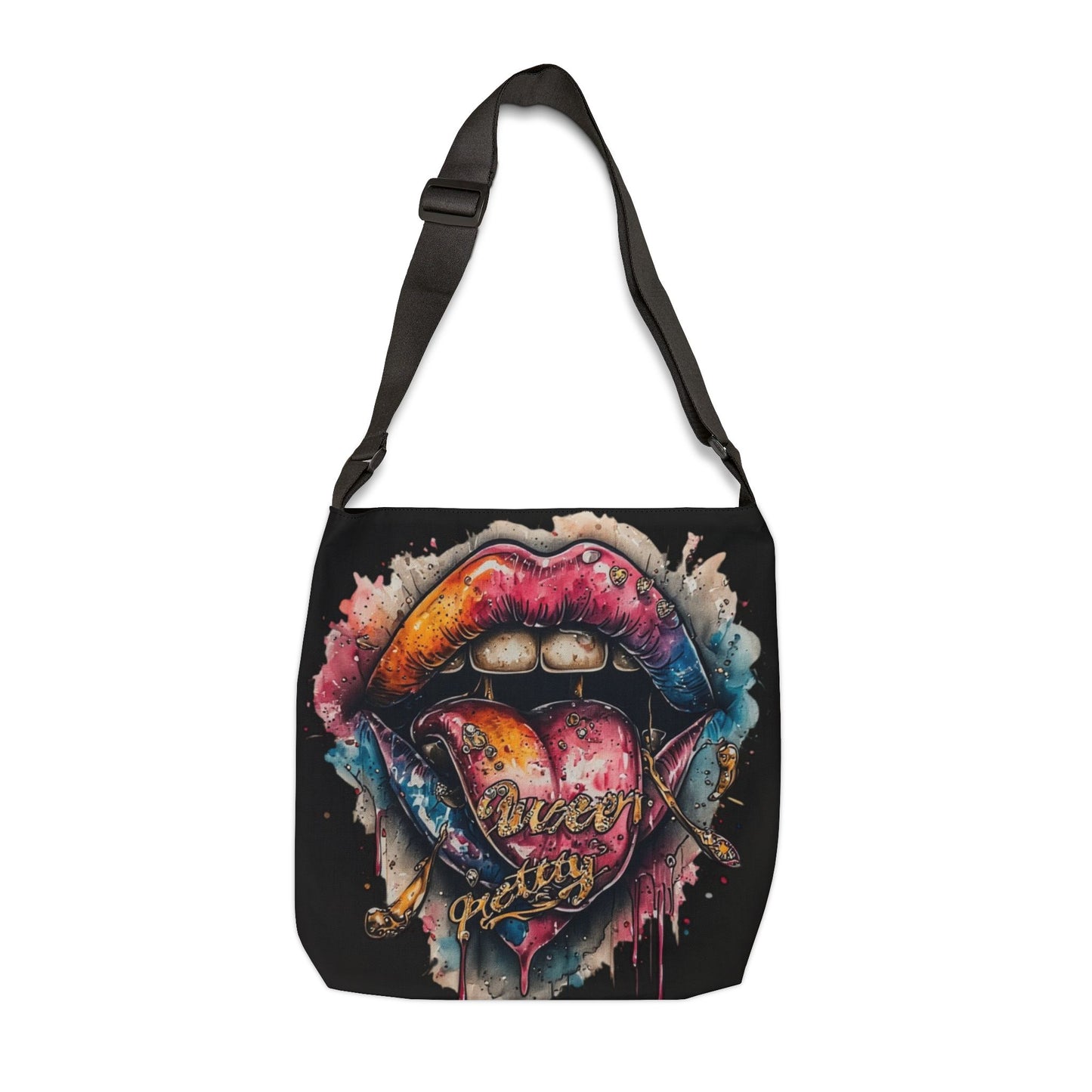 Colorful Graphic Tote Bag, Boho Tote, Adjustable Shoulder Bag, Artistic Tote, Festival Bag, Gift for Her, Everyday Use