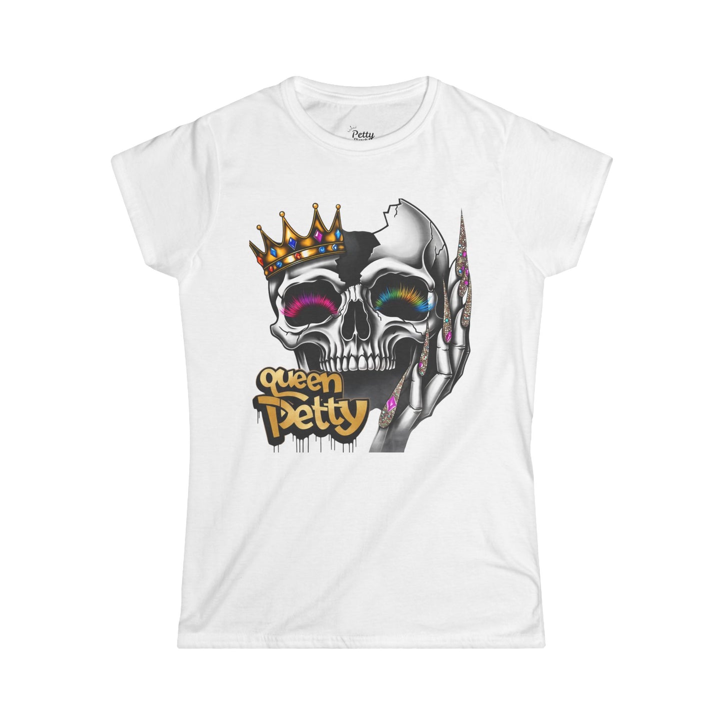 Queen Petty Skull Women's Softstyle Tee, Casual Graphic T-Shirt, Gift for Her, Halloween Outfits, Unique Fashion Tee