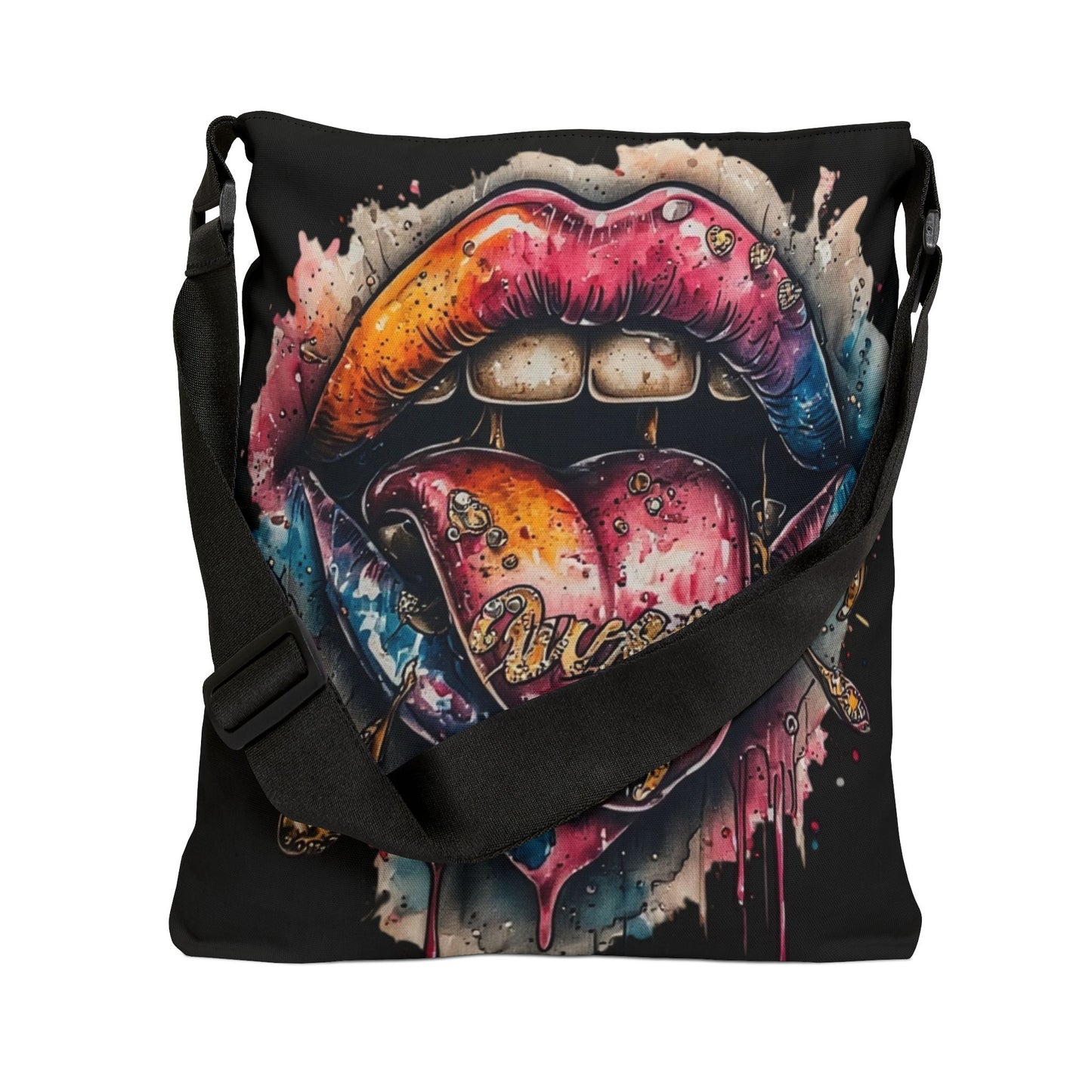 Colorful Graphic Tote Bag, Boho Tote, Adjustable Shoulder Bag, Artistic Tote, Festival Bag, Gift for Her, Everyday Use